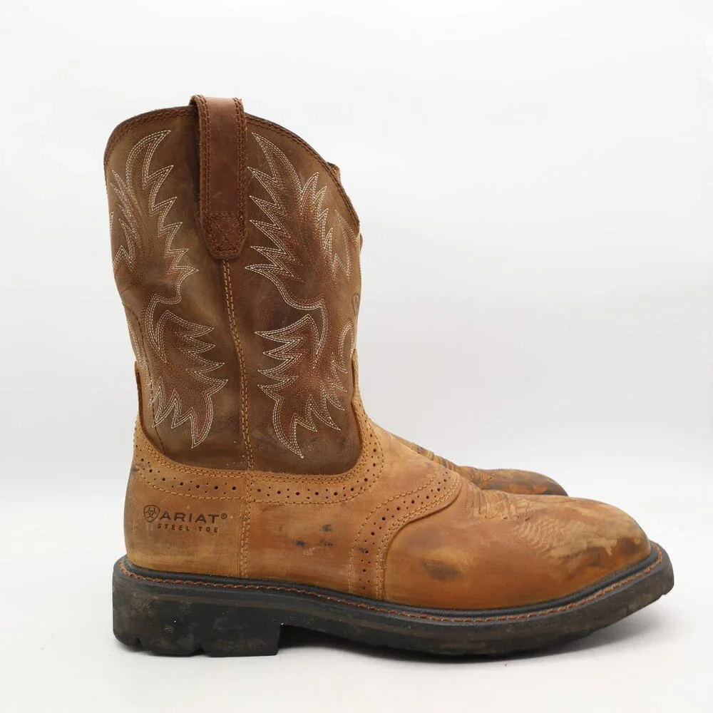 Ariat Sierra Steel Square Toe Men's Size 10 D Western Work Boots Bark 10010134